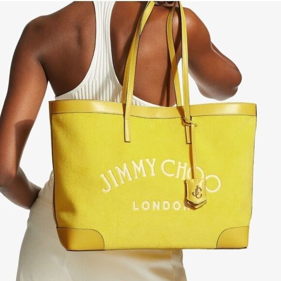 Jimmy Choo Nine2Five Logo Malibu Toweling East-West Tote Bag w/baby pouch $1095 - Picture 1 of 15